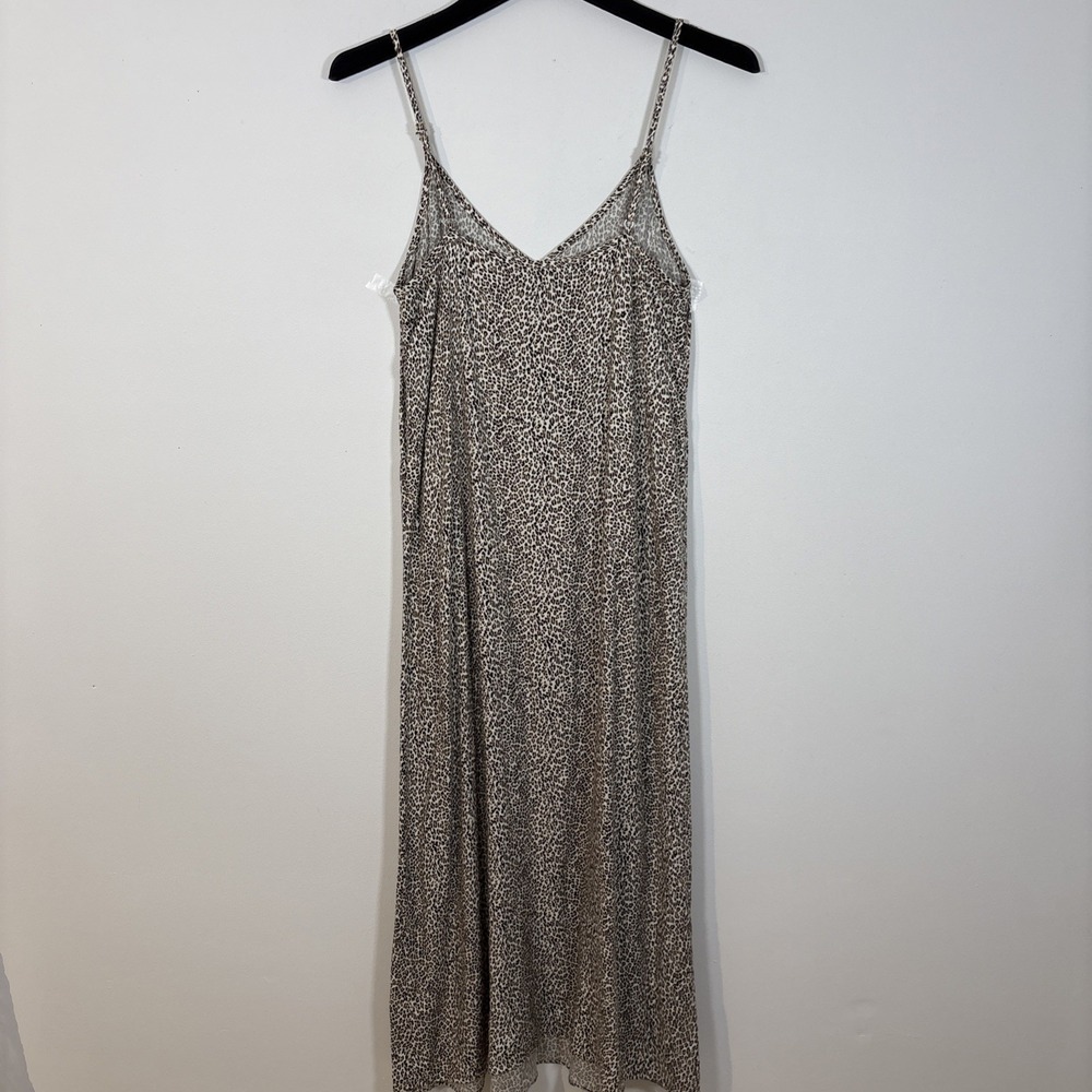 Jenni Kayne Leopard Slip Dress 100% Viscose Italian Fabric Maxi Dress XS Drapey - Picture 12 of 14